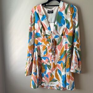 Kittenish Colorful Leaf Print Dress